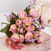 11" Artificial Silk Pink Rose Plant Flower Bouquet Wedding Party Decor Home   292682257413